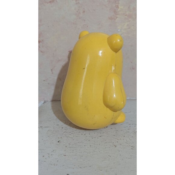 Vintage Yellow Bear Roly-Poly Musical Toy With Red Bow Tie retro - Picture 2 of 8
